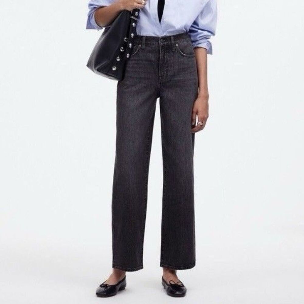 Madewell The Perfect Vintage Wide Leg Crop Jeans Robles Black NR473 Women’s 30